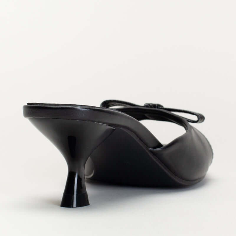 KITTEN HEEL MULE WITH BOW