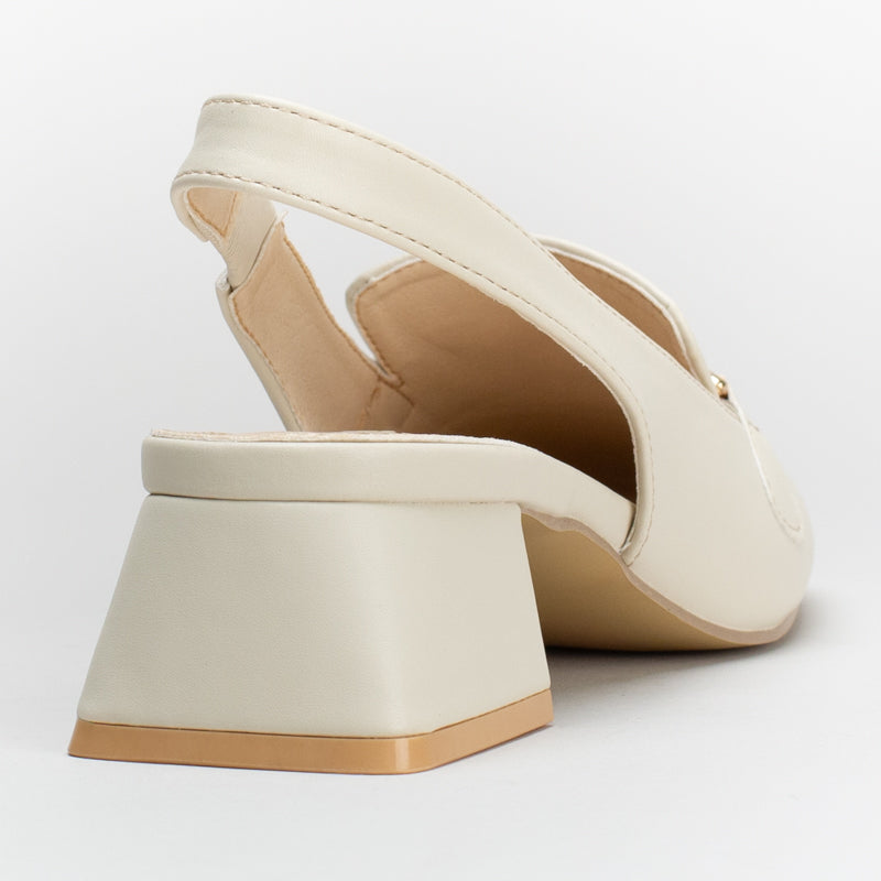 Sling Back Block Heel With Saddle Trim | Unreal | R 359.95
