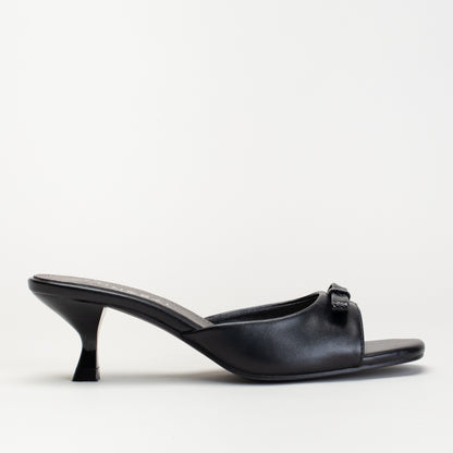 KITTEN HEEL MULE WITH BOW