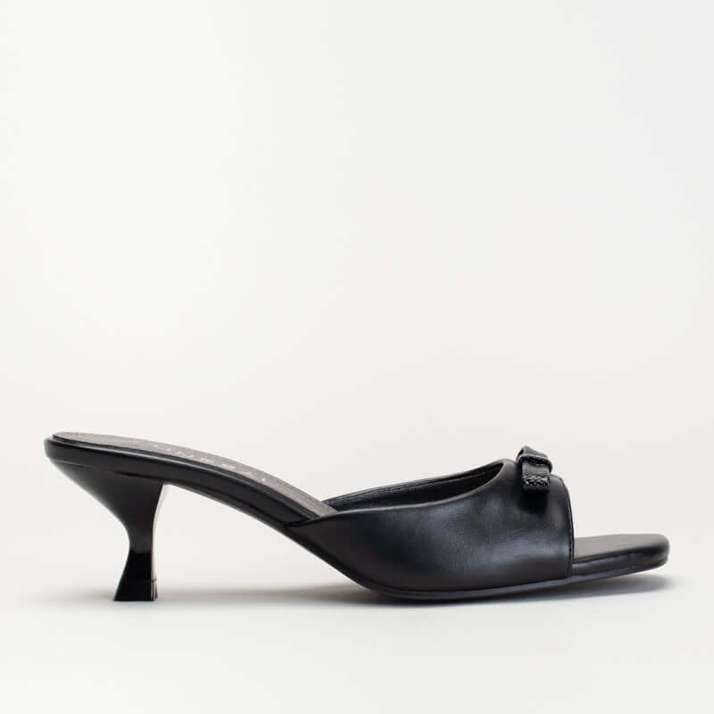 KITTEN HEEL MULE WITH BOW
