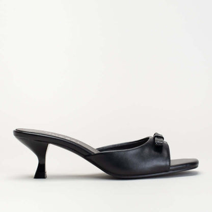KITTEN HEEL MULE WITH BOW