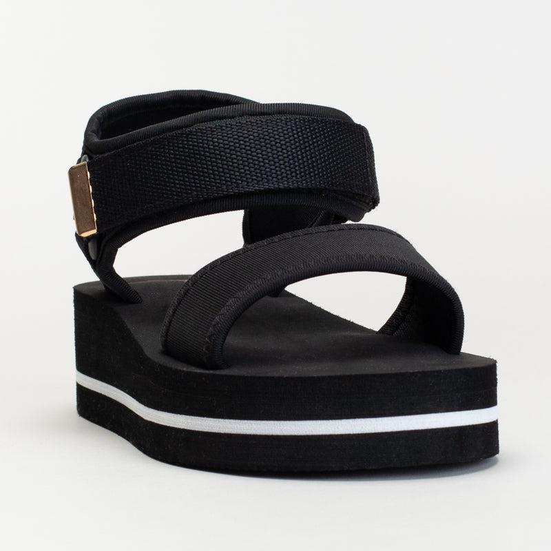 WEDGE WITH STITCH DETAIL AND PRINTED ANKLE