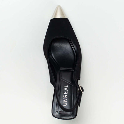 Sling back heel wht mattalic toe cap _ 161555