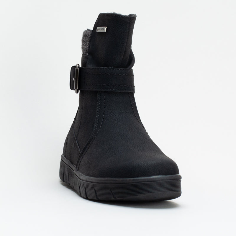 Fur Block Heel Ankle Boot _ 160840