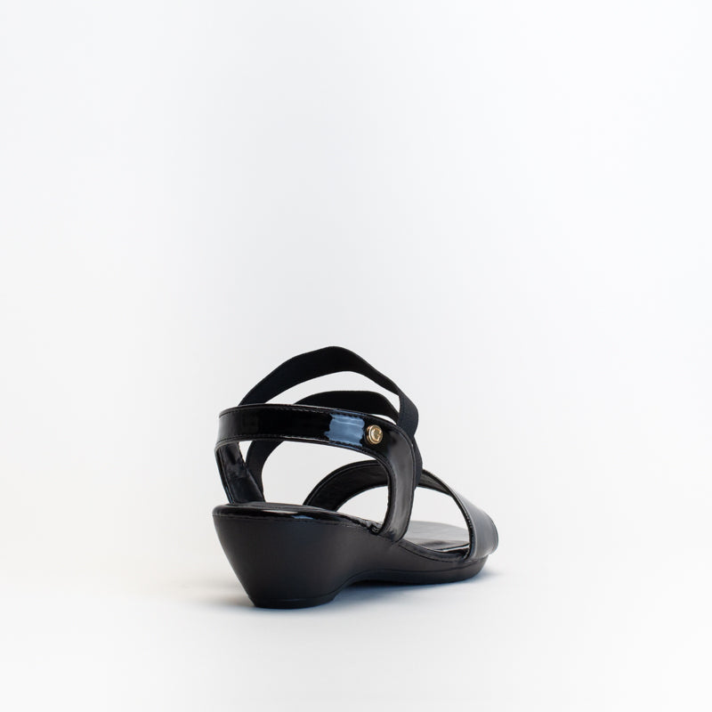 Giovanni Women Elasticated Patent Wedge Sandal _ 150552