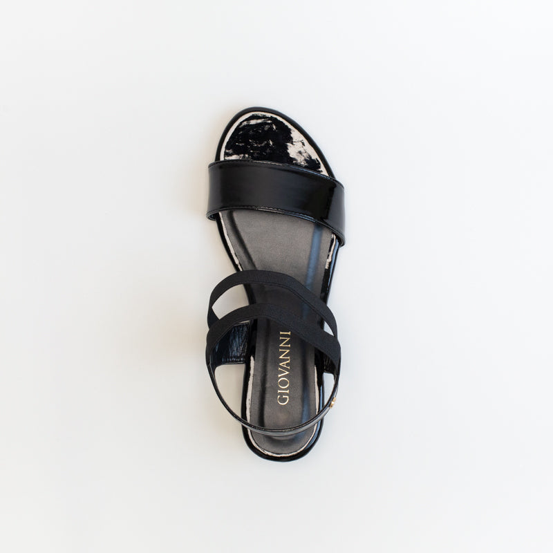 Giovanni Women Elasticated Patent Wedge Sandal _ 150552