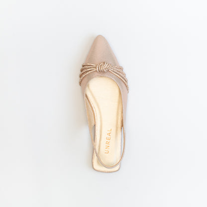 Unreal Women Pointy Sling Back With Diamante Knot _ 150819