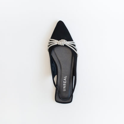 Unreal Women Pointy Sling Back With Diamante Knot _ 150819