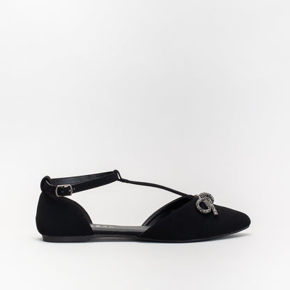 Unreal Women Diamante Bow T-Bar Pointy Shoe _ 140493