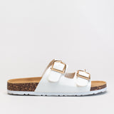 Double Buckle Footbed Mule Sandal _ 166064