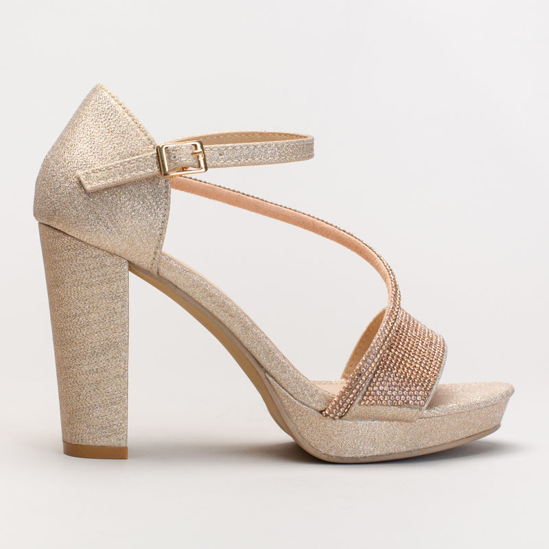 Platform Assymetrical Diamante Heel _ 166254