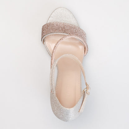 Platform Assymetrical Diamante Heel _ 166254
