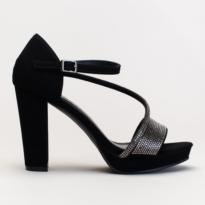 Platform Assymetrical Diamante Heel _ 166253