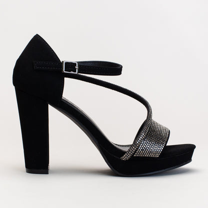 Platform Assymetrical Diamante Heel _ 166253