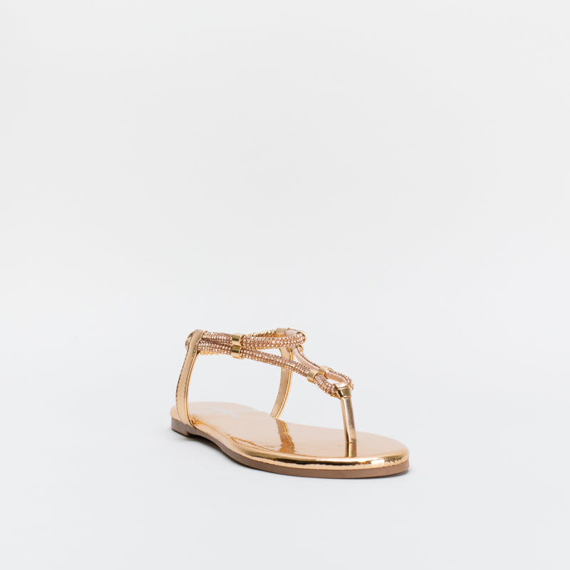 Rose gold sales diamante flat sandals