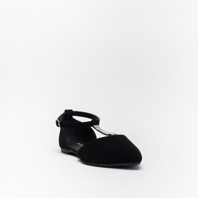 Unreal Women Diamante TBar Pointy Flat Shoe _ 140520 Shoe City