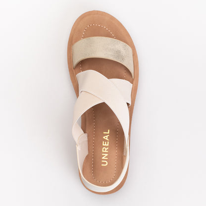 Elasticated Assymetrical Sandal With Back Strap _ 166424