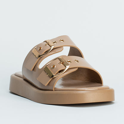 Double Buckle Flatform Slide _ 160060