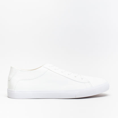 Mancini Men White Pu Plimsole Minimal Sneaker _ 143086