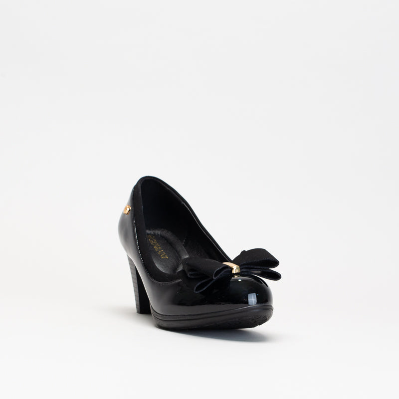 Giovanni Women Patent Bow Block Heel Shoe _ 150610