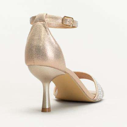 Ladies beaded sandal with ankle strap