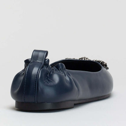 FLAT WITH ELASTICATED TOPLINE AND TRIM DETAIL