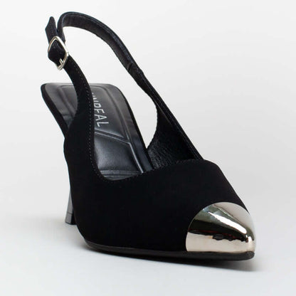 Sling back heel wht mattalic toe cap _ 161555
