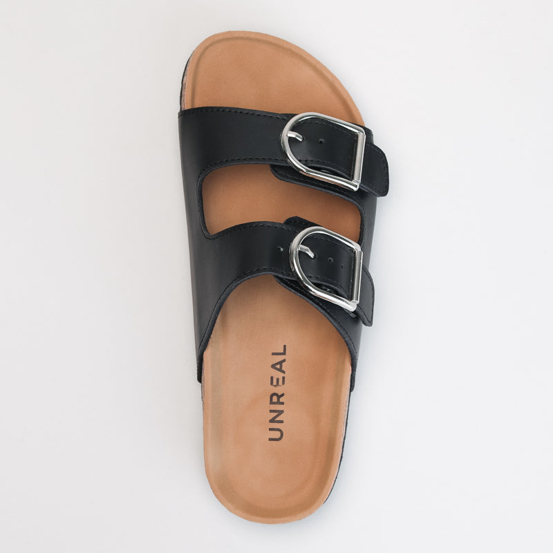 Double Buckle Footbed Mule Sandal