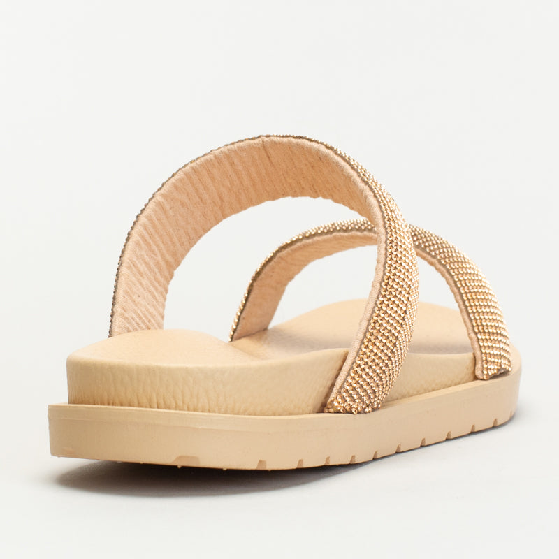 Footbed Double Row Diamante Sandal