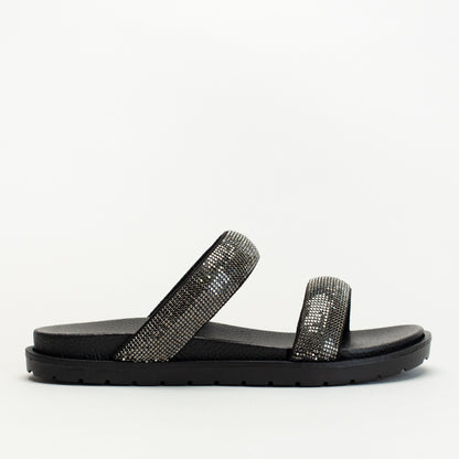 Footbed double row diamante sandal