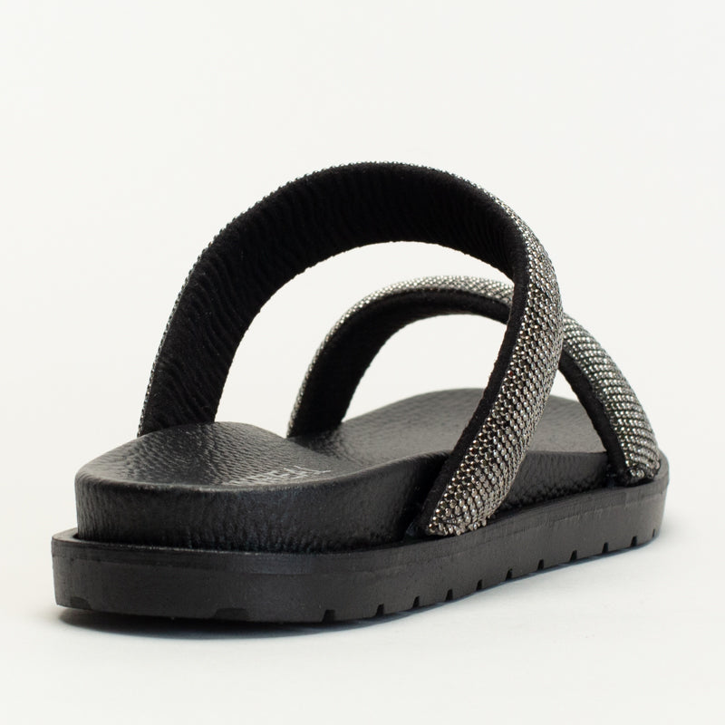 Footbed double row diamante sandal