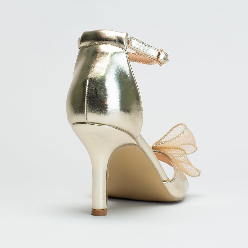 STILETTO ANKLE STRAP WITH BOW DETAIL