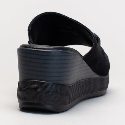 Comfort Mule Wedge with Chain Trim