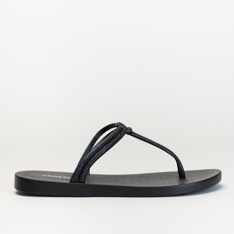 Glitter Toe Thong - Black