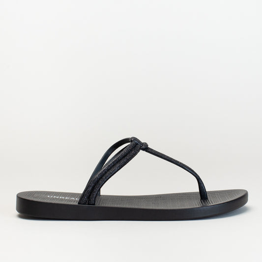 Glitter Toe Thong - Black