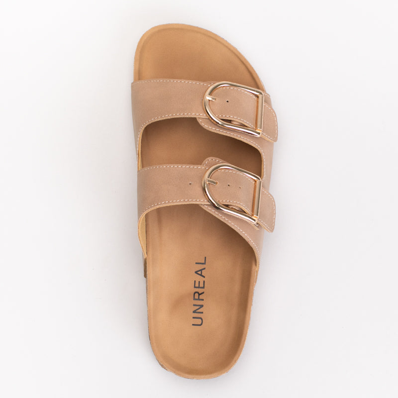 DOUBLE BUCKLE FOOTBED MULE SANDAL