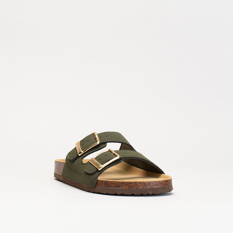 Double Buckle Footbed Mule Sandal