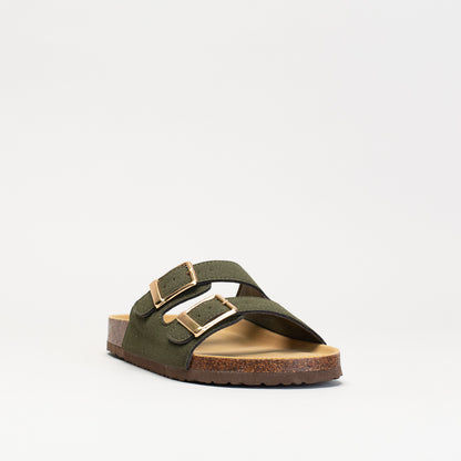 Double Buckle Footbed Mule Sandal