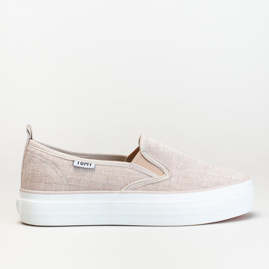 TOMY LINEN PLATFORM SLIP ON