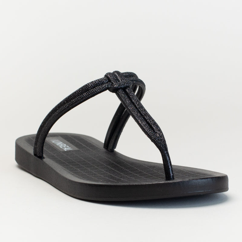 Glitter Toe Thong - Black
