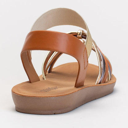 Metallic multi-strap sandal