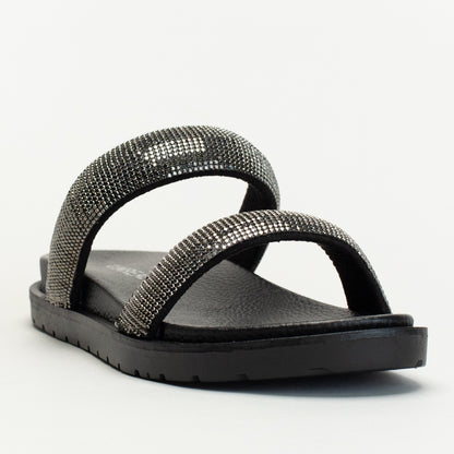 Footbed double row diamante sandal
