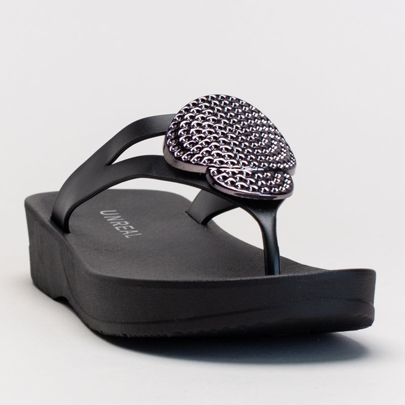 WEDGE THONG SANDAL WITH TRIM