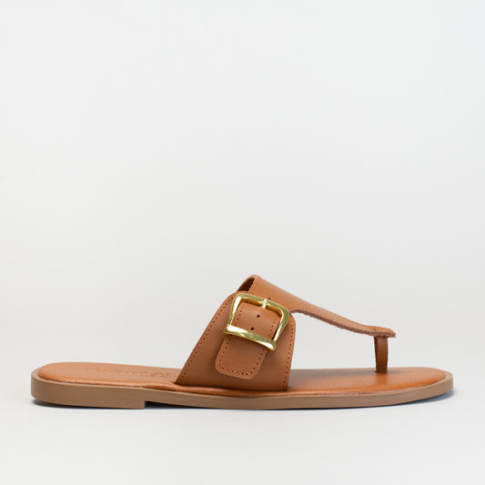 Leather Thong Sandal With Side Buckle