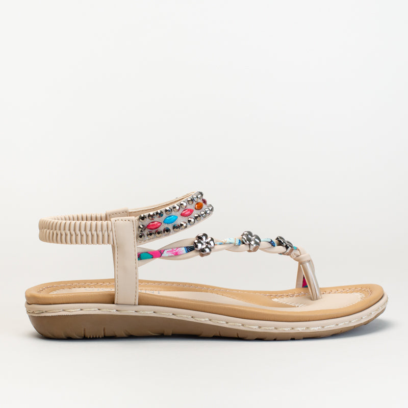 Comfort Asymetrical Toe Post Sandal-Natural