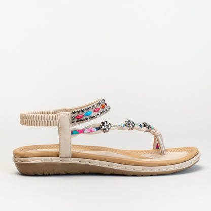 Comfort Asymetrical Toe Post Sandal-Natural