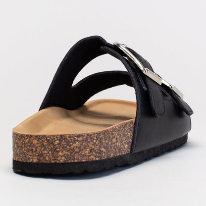 Double Buckle Footbed Mule Sandal
