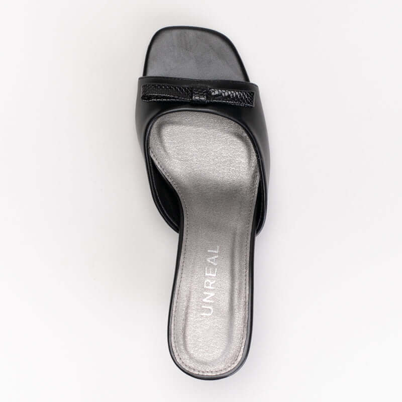 KITTEN HEEL MULE WITH BOW