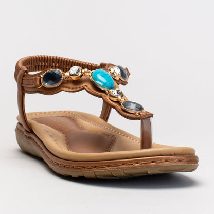 Comfort Thong Sandal with Stone Detail
