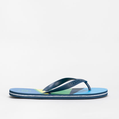 Mancini Men Blue Multi Diagonal Stripe Flip Flop _ 131316